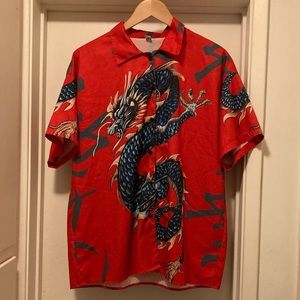 Red Buttoned Dragon Shirt